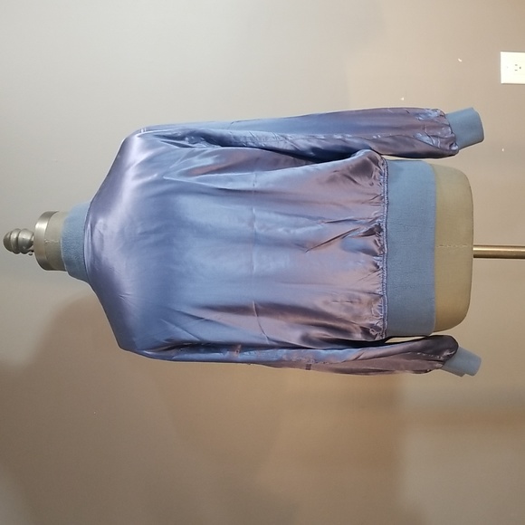 100% pure silk in gorgeous sterling blue jacket bomber large. Mercer & Madison - Picture 3 of 10